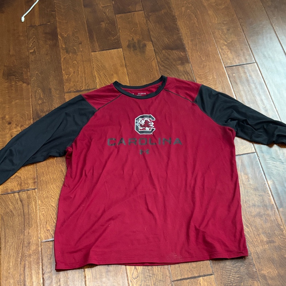 Under Armour Men's Garnet and Black Raglan Carolina Long-Sleeve Shirt
